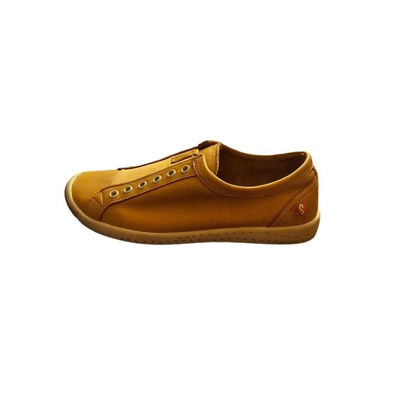 Softinos Comfortable Slip on  Leather Stretch Sneaker - Orange - Picture 1 of 5